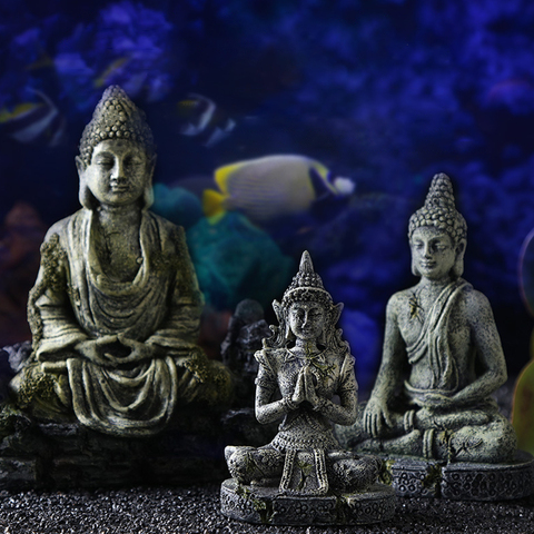 Decoración de Buda para acuario, resina de pescado, para tanque Accesorios, artesanía, estatua de Buda Zen, resina, estatua de simulación antigua, decoración de acuario ► Foto 1/6