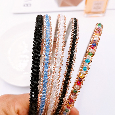 Diadema clásica de tres hileras de colores para niña y mujer, bandana de cristal para el pelo, accesorios para el cabello, tocados, 2022 ► Foto 1/1