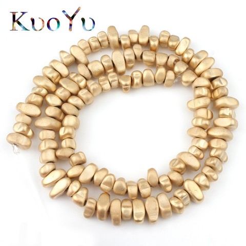 Mate Natural Irregular grava luz oro cuentas de piedra y hematita cuentas espaciadoras sueltas para fabricación de joyería Diy pulsera de encanto 15 