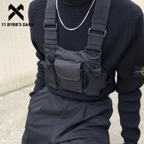 11 BYBB'S-Bolso de pecho táctico para hombre, ropa informal estilo Hip Hop, riñonera funcional con bolsillos ajustables, riñonera ► Foto 1/6