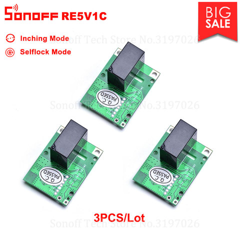 Sonoff-Interruptor de contacto en seco RE5V1C, 5V, CC, módulo de injerto/selflocado, funciona a través de la aplicación eWelink, compatible con Alexa, Google Home, IFTTT, 3/5/10 Uds. ► Foto 1/6