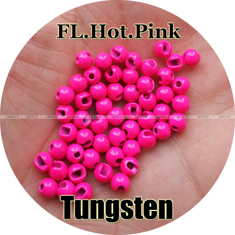 Cuentas de tungsteno 100, Color rosa fluorescente, ranurado, atado de moscas, pesca con mosca ► Foto 1/1