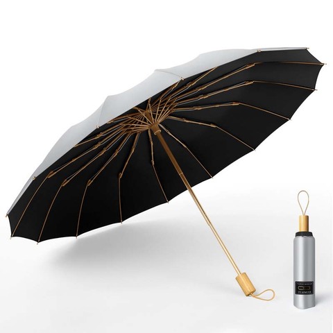 Paraguas plegable Manual de 3 K para hombre y mujer, resistente al viento, gran protección solar y UV ► Foto 1/6