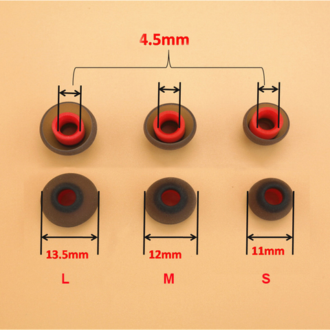 1 par/set de almohadillas de silicona TPU para auriculares, en forma de bala, 4,5mm, S/M/L ► Foto 1/4