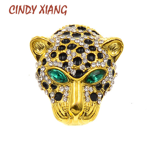 CINDY XIANG-broche de cabeza de leopardo para hombre y mujer, con diamantes de imitación brillantes, broches de animales de cristal, joyería, buenos regalos ► Foto 1/6