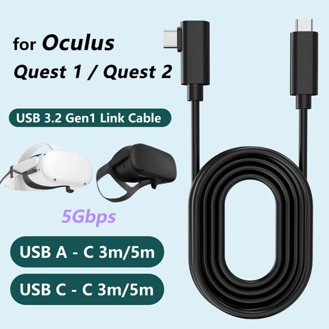 Cable USB 3,2 Gen 1 para Oculus Quest 2, Cable tipo C para transferencia de datos, carga rápida 3M 5M, accesorios para Steam VR ► Foto 1/6