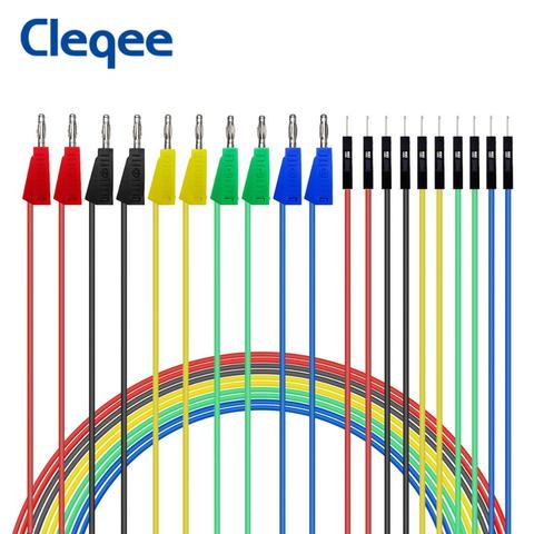 Cleqee-cables de puente macho a 4mm, Conector de Banana apilable, Kit DIY electrónico de Cable Dupont de silicona para placa de pruebas Arduino, P1532, 10 Uds. ► Foto 1/6