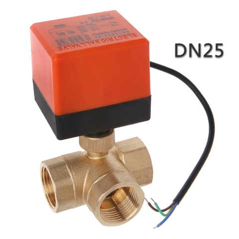 DN15/DN20/DN25/DN32 3 motorizada válvula de bola eléctrica de tres línea dos Control DE vía AC 220V LS & amp # 39D herramienta ► Foto 1/6