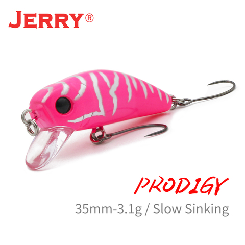 Jerry Prodigy-cebos duros de pesca de plástico de hundimiento lento, 35mm, 2,6g, manivela de buceo, anzuelo sencillo cebo, aparejo de pesca de Lucio ► Foto 1/6