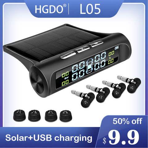 HGDO-sistema de alarma de presión de neumáticos para coche, pantalla Digital de energía Solar, Detector inteligente de sistema TPMS ► Foto 1/6