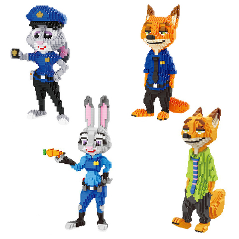 1250 Uds + DIY bloques de construcción de dibujos animados oficial conejo Judy Hopps Nick Fox cifras Disney Micro ladrillos juguetes para los niños ► Foto 1/6