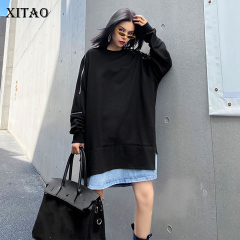 XITAO-Sudadera de dos tonos a la moda para mujer, Jersey plisado de manga larga, estilo informal, para otoño, XJ5319, 2022 ► Foto 1/6