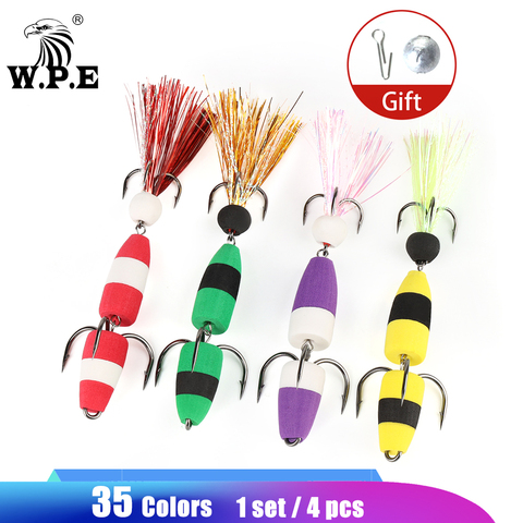 W.P.E pesca señuelos 4 unids/lote tamaño M Multicolor plantilla carnada nade cebo Wobblers de señuelo de pesca lubina cebo de pesca con un plomo libre ► Foto 1/6