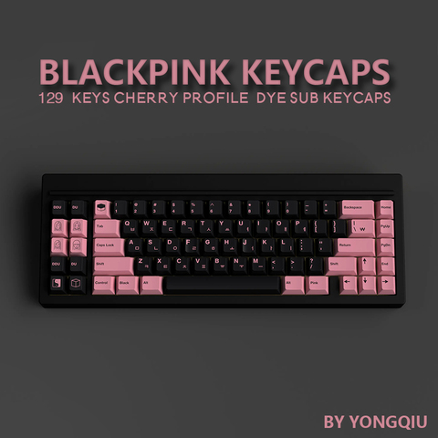 Teclas PBT personalizadas para teclado mecánico Cherry MX, color negro y rosa, perfil de cereza, Punk, 128 teclas ► Foto 1/5