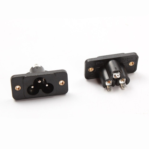 1 Uds AC 2.5A 250V 3 voltaje del enchufe AC IEC 320 C6 hombre conector de toma de corriente 3pin negro con fijo con orificios de tornillo ► Foto 1/1