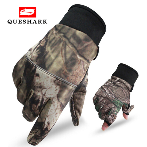 Camuflaje de pesca guantes de caza Anti-Slip 2 dedos cortados al aire libre Camping ciclismo medio dedo guantes de deporte de camuflaje ► Foto 1/6