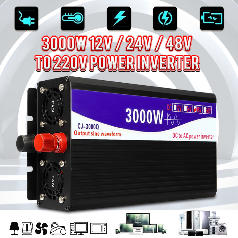 Inversor de 3000W 12 V/24 V/48 V a 220V convertidor de transformador de  voltaje inversor de potencia de onda sinusoidal pura + doble pantalla LCD -  Historial de precios y revisión