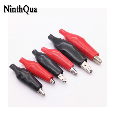 Pinzas de Metal para pinza de cocodrilo, de plátano pinza eléctrica, sonda de prueba, color negro y rojo con pinza de cocodrilo de plástico, conector banana ► Foto 1/6