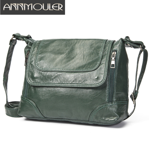 Annmouler-Bolso de diseñador de piel sintética para mujer, bandolera de piel suave lavada, de lujo, con bolsillos ► Foto 1/6