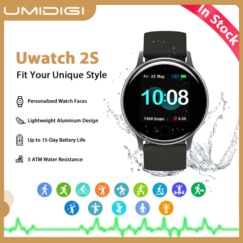 UMIDIGI Uwatch 2S reloj inteligente para hombres y mujeres, 5atm, resistente al agua, reloj de Color de 1,3 