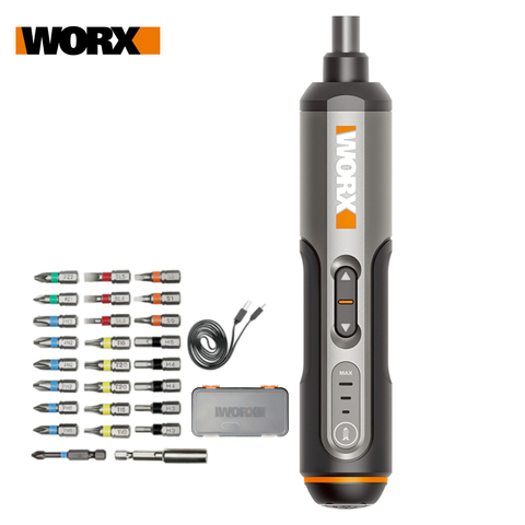 Worx-Mini juego de destornillador eléctrico WX240, 4V, inalámbrico, inteligente, con mango recargable por USB y taladro de 26 bits ► Foto 1/6