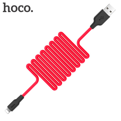 HOCO-Cable USB de silicona de carga rápida para iphone, cargador resistente al fuego, buena sensación de mano, para Apple iphone 11 Pro X XS Max 8 7 6 Plus iPad ► Foto 1/6