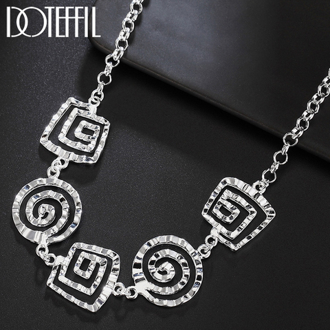 Dotefiil-collar con colgante de plata de ley 925 para mujer, de 18 pulgadas, con rosca hueca, para fiesta de boda, a la moda, joyería ► Foto 1/6