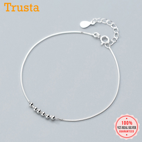 Trustdavis-Mini pulsera de cuentas geométricos minimalistas para mujer, de Plata de Ley 925, joyería fina para fiesta, regalo DS1091 ► Foto 1/6