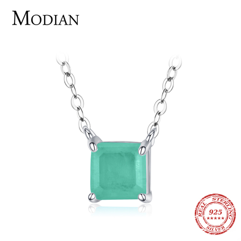 Modian Plata de Ley 925 auténtica encanto clásico cadena con turmalina Collar para mujeres joyería de la boda con caja colgante cadenas y collares ► Foto 1/6