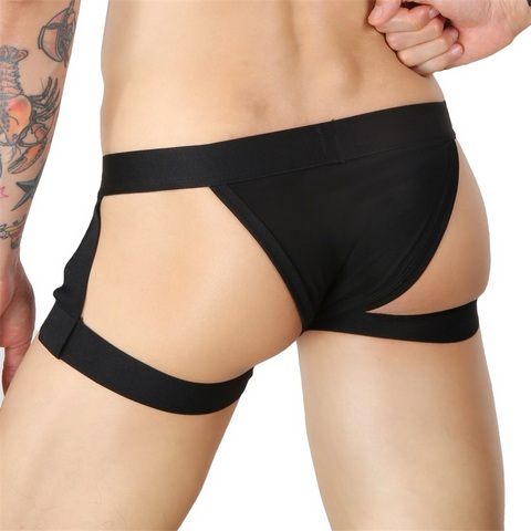 Ropa interior Sexy para hombre, Bikini con Tanga, arnés de pierna, bragas de correas, parte trasera en T, calzoncillos con bolsa de bulto, suspensorio ► Foto 1/6