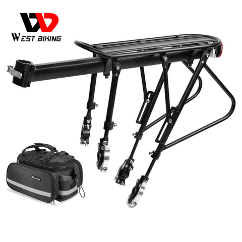 WEST BIKING-Soporte de equipaje de bicicleta, estante trasero, bolsa de tija de sillín para bicicleta de 20-29 pulgadas, 140 KG, bastidores de carga ► Foto 1/6