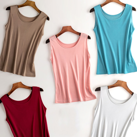 Camiseta interior sin mangas para mujer, 100% de seda Natural, camiseta sin mangas, camisolas de verano ► Foto 1/6