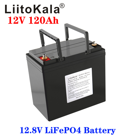 LiitoKala-batería solar lifepo4 de 12v y 120ah, batería recargable de litio con bms para acampada al aire libre, 12,8 V ► Foto 1/6