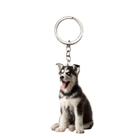 LLavero de acrílico de perro Husky para hombre y mujer, llavero con anilla, regalos para mejores amigos, llavero de mujer ► Foto 1/1