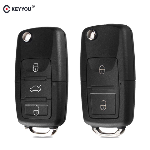 KEYYOU 2 botones remoto de la llave plegable carcasa de llave abatible plegable caso para Volkswagen Jetta Vw Golf Passat escarabajo Skoda asiento Polo B5 ► Foto 1/6