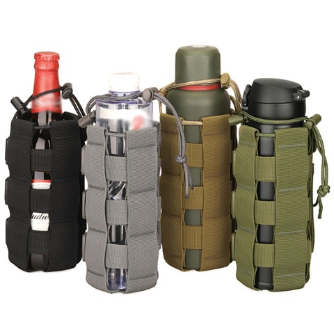 Molle-bolsa para botella de agua táctica, militar, para senderismo, ciclismo, con cordón, porta botellas de agua ► Foto 1/6