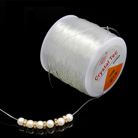 1 rollo/lote Diy cuentas de cristal cordón elástico línea elástica redonda diámetro 0,5mm-1,5mm para la fabricación de joyas Hilo de hilo al por mayor ► Foto 1/6