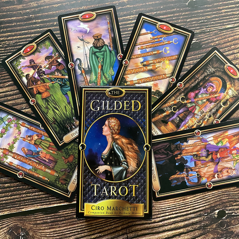 Cartas de Tarot doradas y guía, juego de Tarot, adivinación, oráculo, guía, tablero inglés para regalo familiar ► Foto 1/6