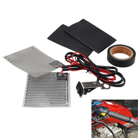 Kit de manillar de calefacción eléctrica para motocicleta, 12V, almohadillas de agarre calefactables + cinta resistente al calor + Fundas resistentes al calor ► Foto 1/6