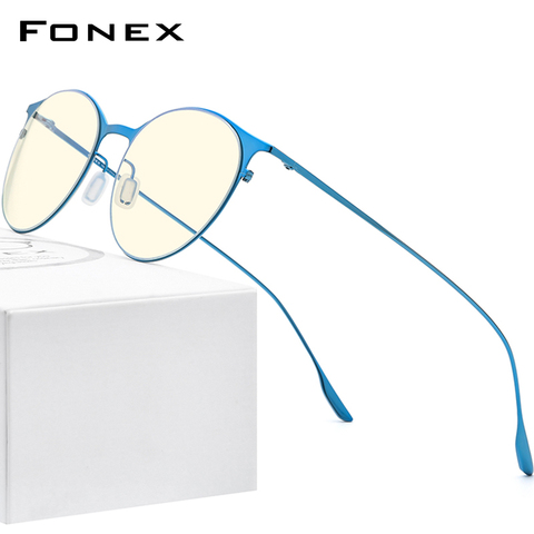 FONEX-gafas con bloqueo de luz azul para hombre y mujer, anteojos unisex con bloqueo de luz azul, de marca de diseñador, redondas, antiazules, Estilo Vintage, 2022 ► Foto 1/6