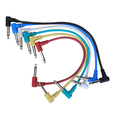 Juego de 6 uds. De CABLE de parche para PEDAL de guitarra, 30CM, 1 pie, 6,35 JACK, 1/4