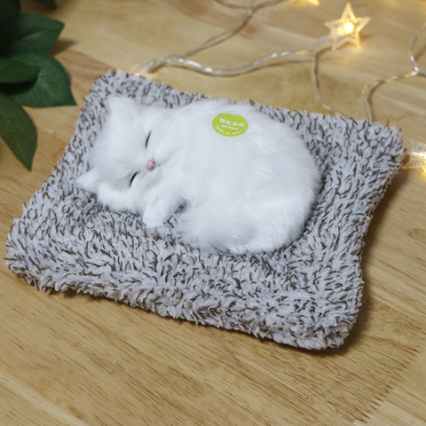 De juguete de peluche de juguete gato durmiendo con sonido encantadora muñeca Animal para simulación coche decoración de Navidad de regalo de cumpleaños coño para los niños ► Foto 1/6