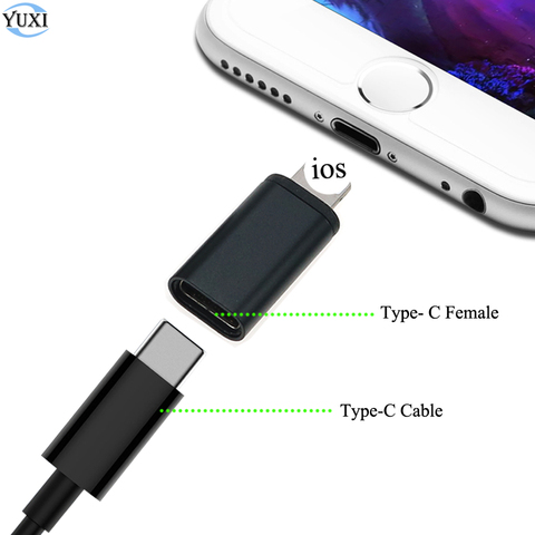 YuXi-Adaptador USB C hembra a IOS macho para iphone X, XR, XS Max, 8, 7, 6, 6S Plus, tipo c a 8 pines, cargador de sincronización, convertidor de Cable ► Foto 1/6