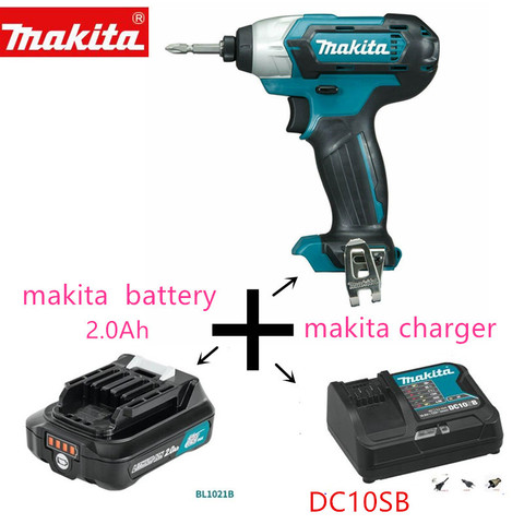 Makita-buzo de impacto inalámbrico TD110D TD110DSME TD110DWYE 10,8 V CXT, con 1 Batería y 1 cargador ► Foto 1/6