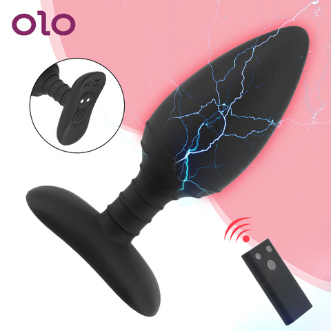 OLO-vibrador masajeador de próstata para hombres y mujeres, Juguetes sexuales con Control remoto inalámbrico, tapón Anal, descarga eléctrica, 10 frecuencias ► Foto 1/6