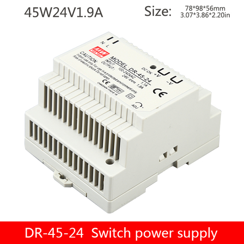 Fuente de alimentación conmutada Din Tipo de carril DR-45W-24V, 2A, 12v3.5a, CA, 220V, transformador variable 24/12, salida DC 24Vdc/12VDC ► Foto 1/6