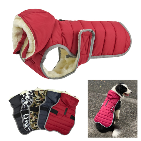 Ropa de invierno para perros grandes, chaqueta impermeable con capucha para perro, reflectante, resistente al viento, gruesa, forro polar, abrigo cálido para perro, ropa acolchada ► Foto 1/6