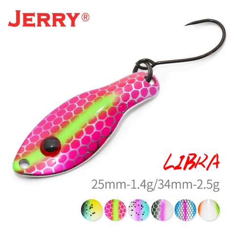 Jerry Libra-Micro Señuelos de Pesca tipo cuchara, 1,4g, 2,5g, recubrimiento UV de alta calidad, cebos artificiales, giratorio para trucha, lubina ► Foto 1/5