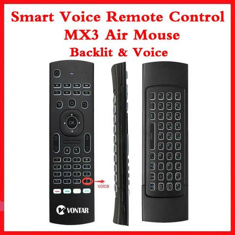 Retroiluminación MX3 PRO Air Mouse Control remoto por voz 2,4g teclado inalámbrico MX3 en inglés y ruso IR aprendizaje para T9 H96 max TV BOX ► Foto 1/6