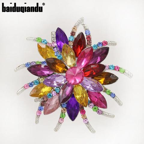 Baiduqiandu a estrenar llegada de alta calidad cristal brillante broche de flores de moda joyería en varios colores para mujeres ► Foto 1/6